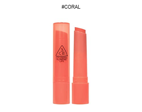 3CE Plumping Lips (2.2g 0.07 oz) Moisturizing, Jelly Lip, High Density Nutrition (Coral)