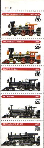 1994 LOCOMOTIVES #2847a Booklet Pane of 5 x 29 cents US Postage Stamps