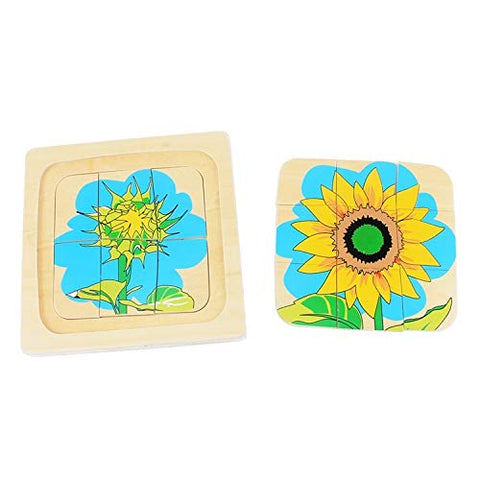 Montessori Children Wood Plant Education Toy Baby Toddler Life Cycle of Sunflower Puzzles Jingsaw Preschool Brinquedos Juguets