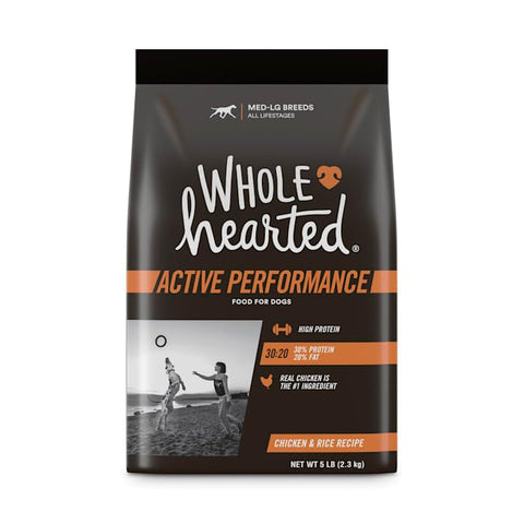 WholeHearted Active Performance High-Protein Chicken & Rice Recipe Dry Dog Food, 5 lbs.