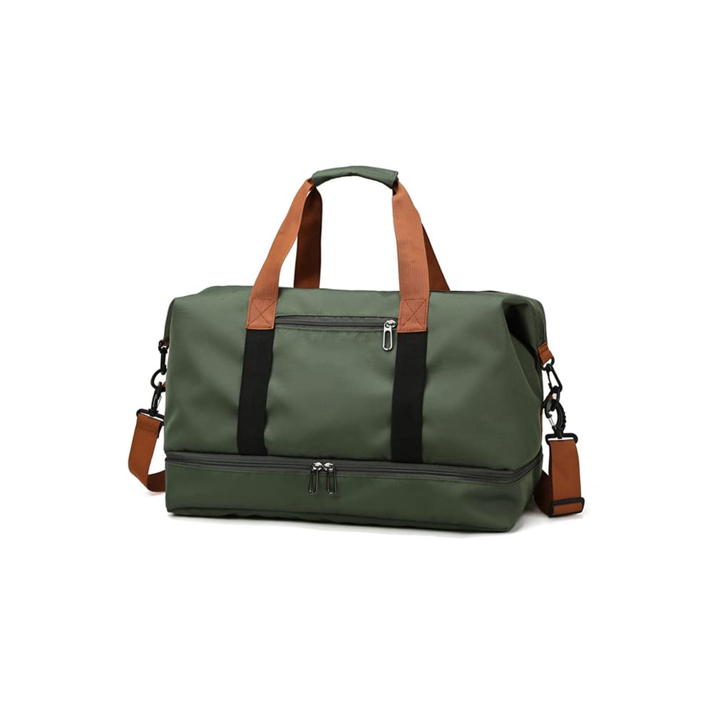 SUIUOI Travel Duffel Bag with Shoes Compartment, Sport Gym Duffle Holdall Bag Training Handbag Yoga Bag Travel Overnight,Waterproof Large Sports Duffel Bag Training Handbag Green 46 * 28 * 25cm