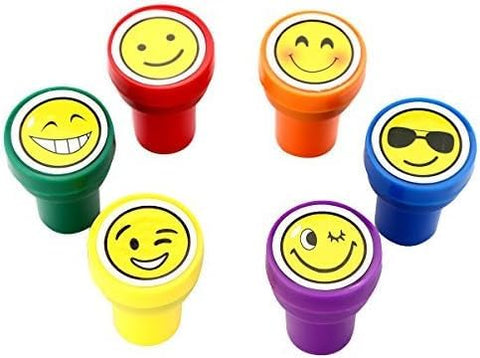 Stamps for Kids, LUCKYBIRDS0315 Best Sell Plastic Self Inking Smiley Stamps Set, 6 Count