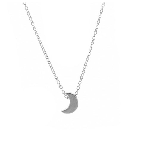 Yheakne Boho Moon Necklace Choker Silver Moon Phase Choker Necklace Crescent Moon Pendant Necklace Flat Moon Necklace Jewelry for Women and Girls (Silver)