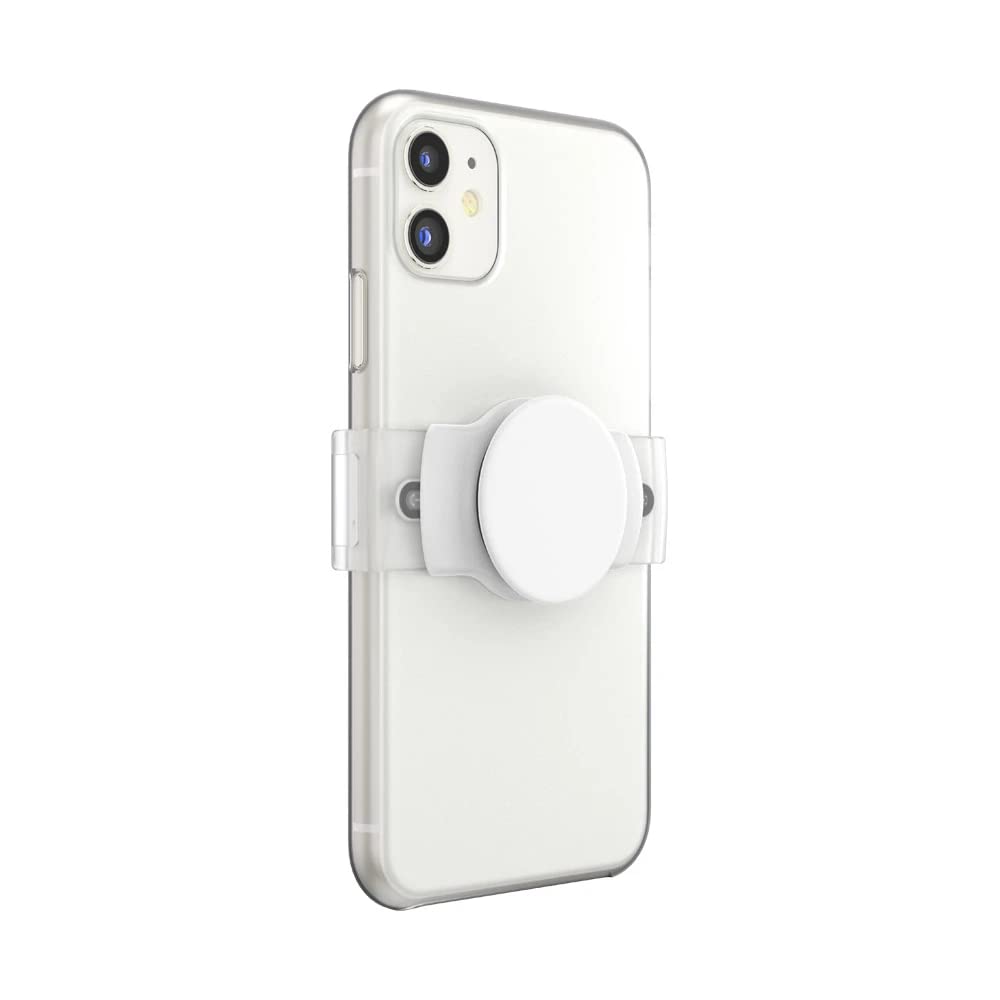 PopSockets Phone Grip Slide for Phones and Cases, Sliding Phone Grip with Expanding Kickstand, Square Edges - White