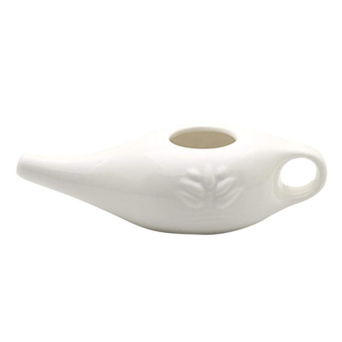 Zhongdawei Ceramic Neti Pot Yoga Professional Nasal Irrigation Nasal Irrigation Pot Comfortable Spout Pot For Sinus Rhinitis Allergy, 19x9x6cm