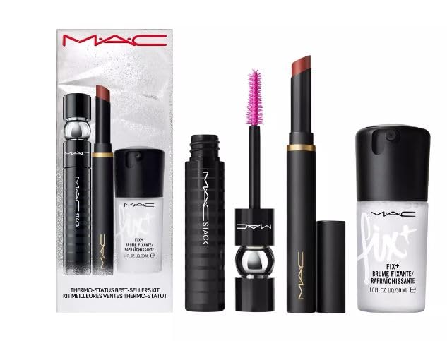 M.A.C Thermo Status Kit - Powder Kiss Velvet Blur Slim Stick, MÃƒâ€šÃ‚Â·AÃƒâ€šÃ‚Â·Cstack Mascara and Mini Fix+ (1 fl oz / 30 ml)