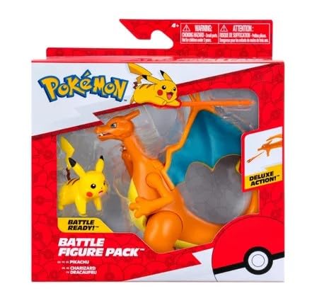 Pokemon Battle Figure Set 2 Pack Mew and Mewtwo Deluxe Action Ready (Pikachu & Charizard)