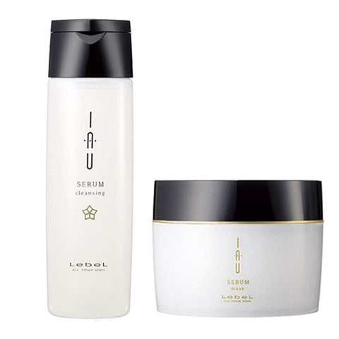 Lebel IAU Serum Cleansing Hair Shampoo 200ml & Lebel IAU Serum Hair Mask 170g Set (Green Tea Set)