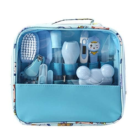 Moonvvin Baby Care Kit 13pcs/Set Newborn Grooming Set Essential Healthcare Accessories for Travelling Home Use with Carry Bag (Blue)