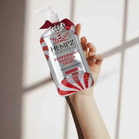 Hempz Limited Edition Lotion, Peppermint Vanilla Swirl Herbal Body Moisturizer, 17 oz.