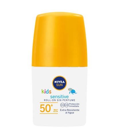 NIVEA Sun Babies & Kids Sensitive Protection Sun Roller 50+ (50 ml), Sun Cream Roll-On with SPF 50+, Extra Waterproof Sun Lotion as Practical Roller for Children