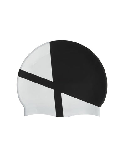 Arena Icons Team Stripe Unisex Silicone Swim Cap Women and Men Intensive Training Racing Comfortable Non-Slip Long Hair Swimming Hat, Diamond/Black/White