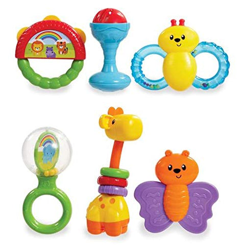 Addo - Little Lot Babys First Rattle Set - 6 Toy Rattles for Children Ages 0 Months and Over