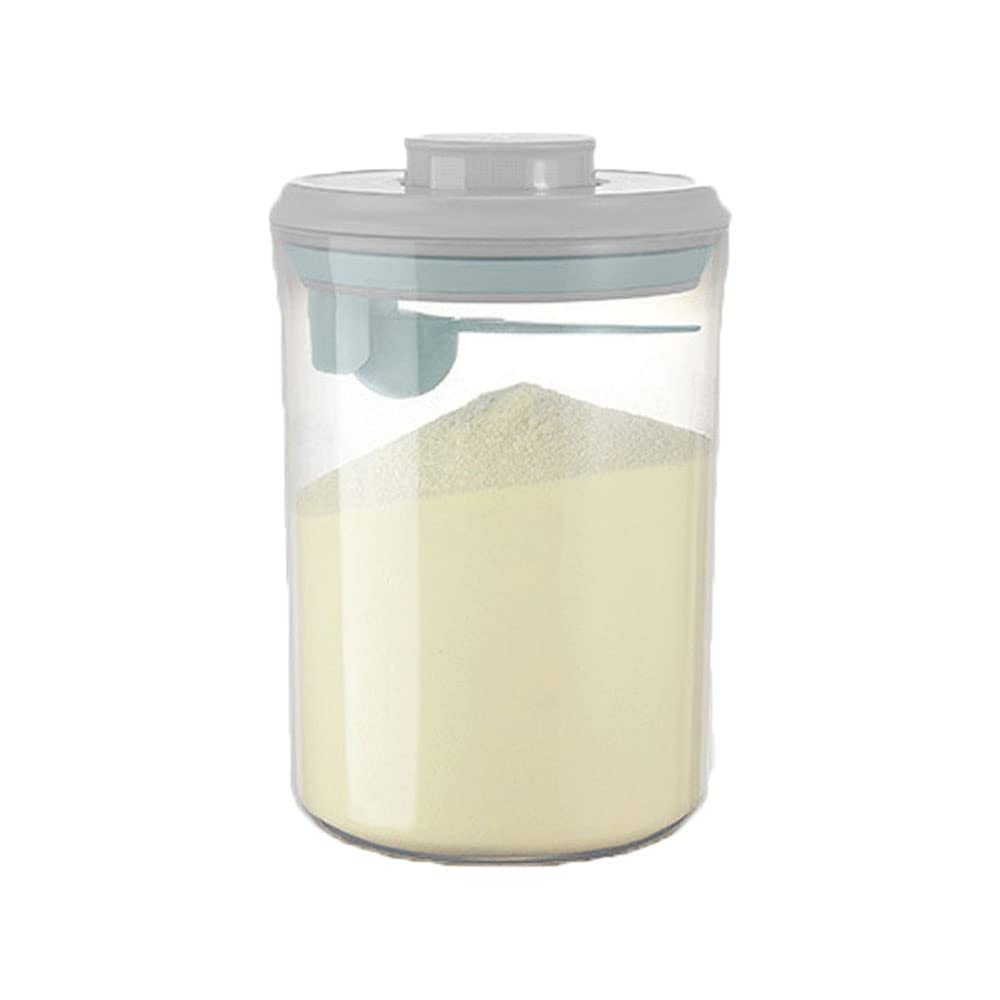 1L Airtight Milk Powder Dispenser, Milk Powder Dispenser, Portable Milk Powder Box, Portable Baby Milk Powder Container, One-Hand Operation, Removable, with Spoon (Transparent)