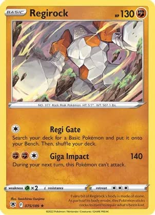 Regirock - 075/189 - Rare - Reverse Holo - Sword & Shield - Astral Radiance