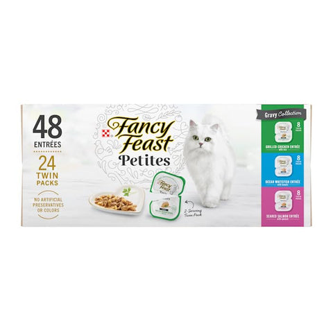 Purina Fancy Feast Petites Gourmet Gravy Collection Wet Cat Food Variety Pack, 2.8 oz., Count of 24, 24 CT