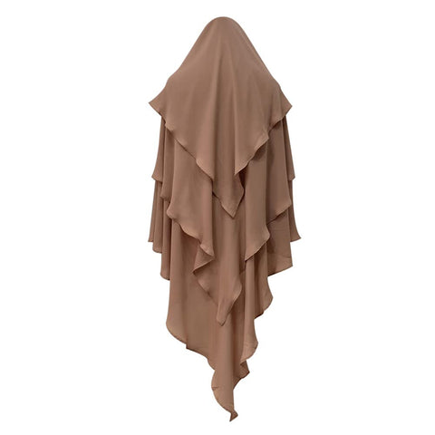 Khimar for Muslim Women: Ramadan Eid Prayer Hijab for Women Garment Long Head Scarf Wrap Scarves 3 Layer Abaya Jilbab Dubai Burkas Islam Niqab Full Cover Shawl Cap Turbans Headscarf Khaki