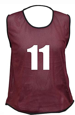 15 MESH BIBS FOOTBALL TRAINING SPORTS BIBS NUMBERED (1-15 OR number of your choice) Front/Back OR Front & Back (Maroon (Back Only), Youth (Men's Small-Medium))