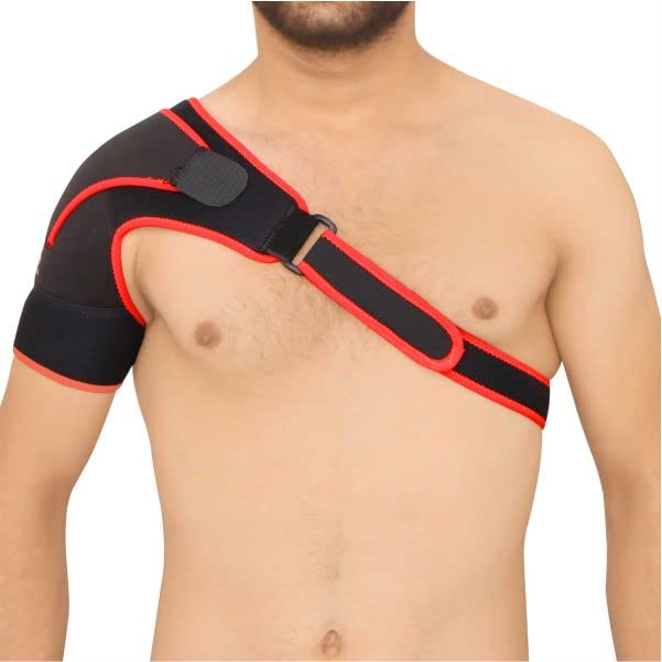 Nivia Performance Adjustable Shoulder Support Shoulder Brace for AC Joint for Pain Relief & Injury Prevention, Shoulder Support Rotator Cuff Brace for Men & Women, Neoprene