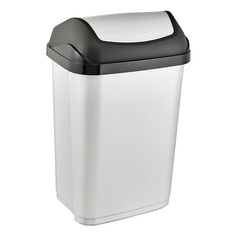 keeeper Waste Bin with Swing Lid, 25 Litre, Swantje, Silver