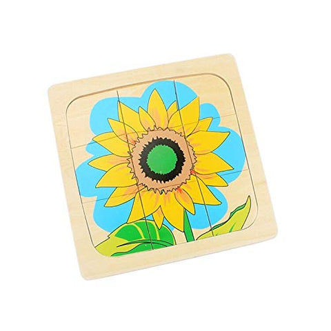 Montessori Children Wood Plant Education Toy Baby Toddler Life Cycle of Sunflower Puzzles Jingsaw Preschool Brinquedos Juguets