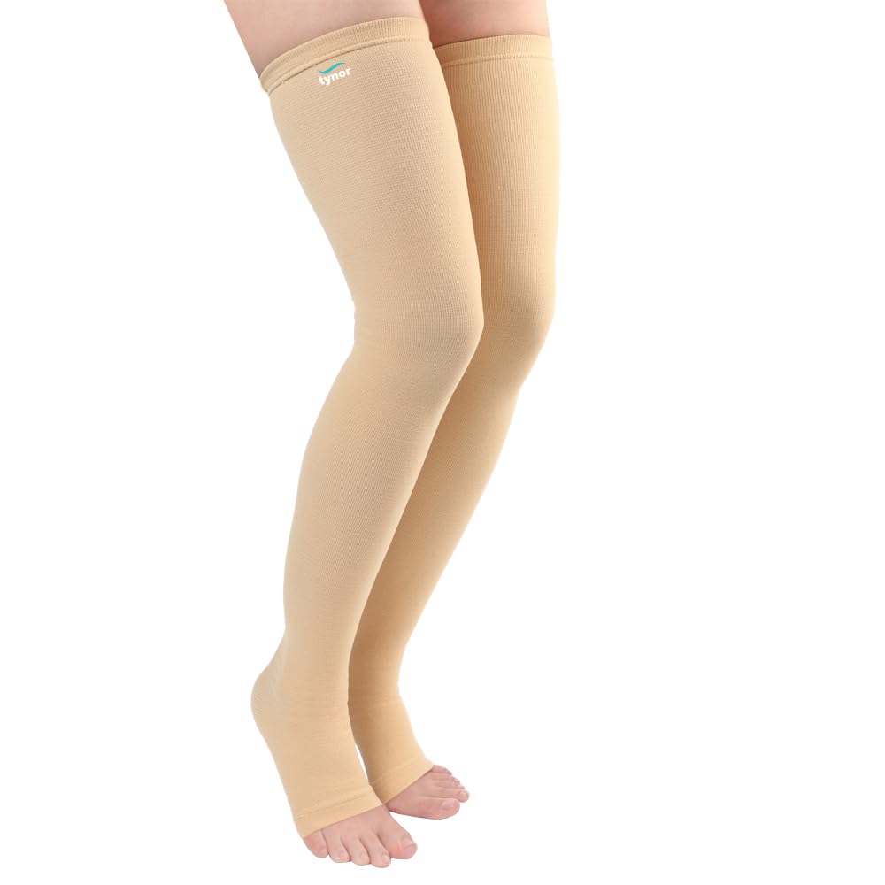 Tynor Compression Stocking Mid Thigh Classic, Beige, Large, Pack of 2