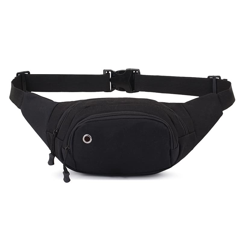 Sturdy Large Capacity Bum Bag, 4-Pocket Fanny Pack for Men, Urban Fashion Waist Money Belt Bag, Travel Belt, The Must-Have Mens Bum Bag, The Essential Hiking/Travel Accessory (Black)