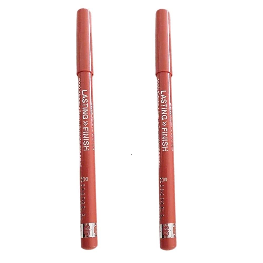 Rimmel Pack of 2 1000 Kisses Lip Liner, Spiced Nude 081