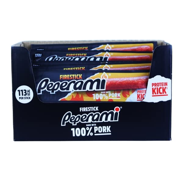 Peperami Firesticks Extra Hot Smoked Pork Salami Sausage - Box of 24 x 22.5g