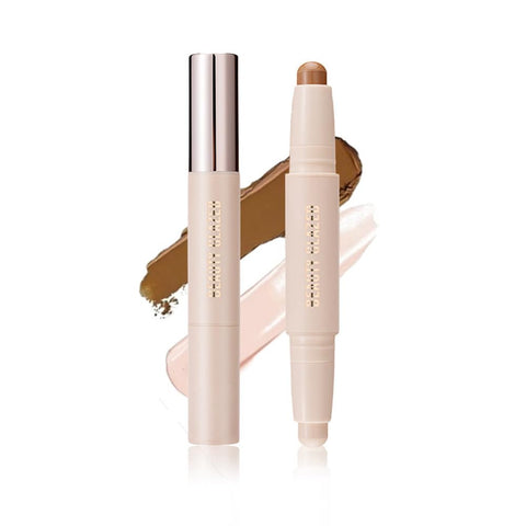 Cream Contour Sticks,Shades with Highlighter & Bronzer,Non-greasy and Waterproof Contouring Pen,Easy to Sculpt the Face and Create a Lightweight Finishing Makeup (02#Bronzer contour and glow sticks)