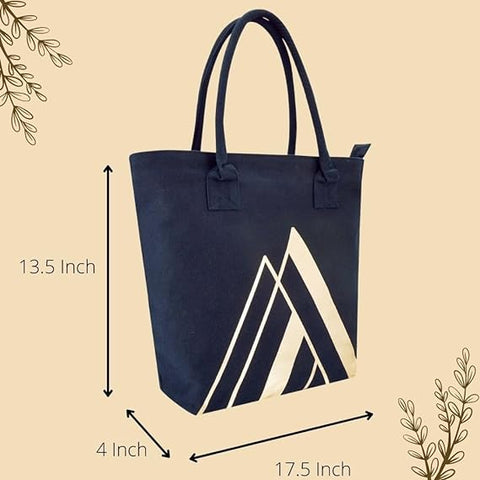 earthsave Handbag for Women | Canvas Tote Bag for Women With Zip | Handbag for Office & College | Printed Canvas Travel Bags For Women | Vegan Bag