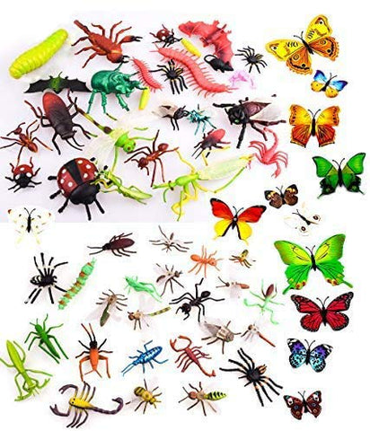 OOTSR 39 Pcs Random Plastic Animal Model Butterfly Toys Figures for Kids Boys, 2-6ÃƒÂ¢Ã¢â€šÂ¬Ã‚Â Simulation Spiders Cockroaches Scorpions Crickets Lady Butterflies Worms for Education and Christmas Party Favors