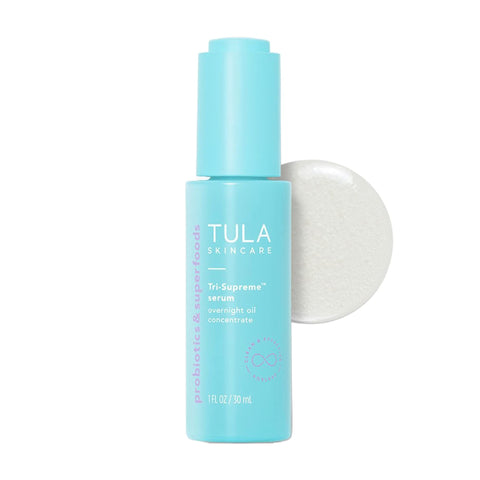 TULA Tri-Supreme Serum - Overnight Oil Concentrate, Supercharged Serum, Minimized Fine Lines & Wrinkles While Improving Skin Moisture Barrier, 1 fl oz.