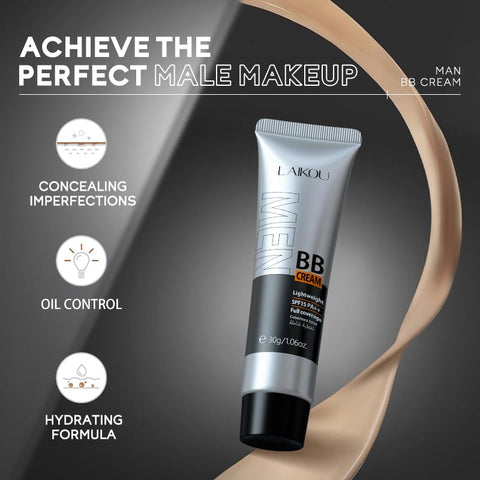 AKARY Hydrating Men BB Cream SPF 15 PA++, Full-Coverage Foundation&Concealer, Mens Face Moisturizer Cream Evens Skin Tone, Oil Control and Cover Flaws, Natural Finish for All Skin Types, Tan 320