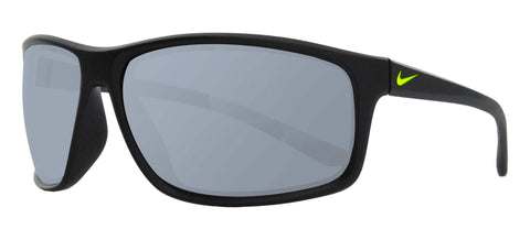 Nike EV1112-007 Adrenaline Sunglasses Matte Black/Volt Frame Color, Grey with Silver Mirror Lens Tint