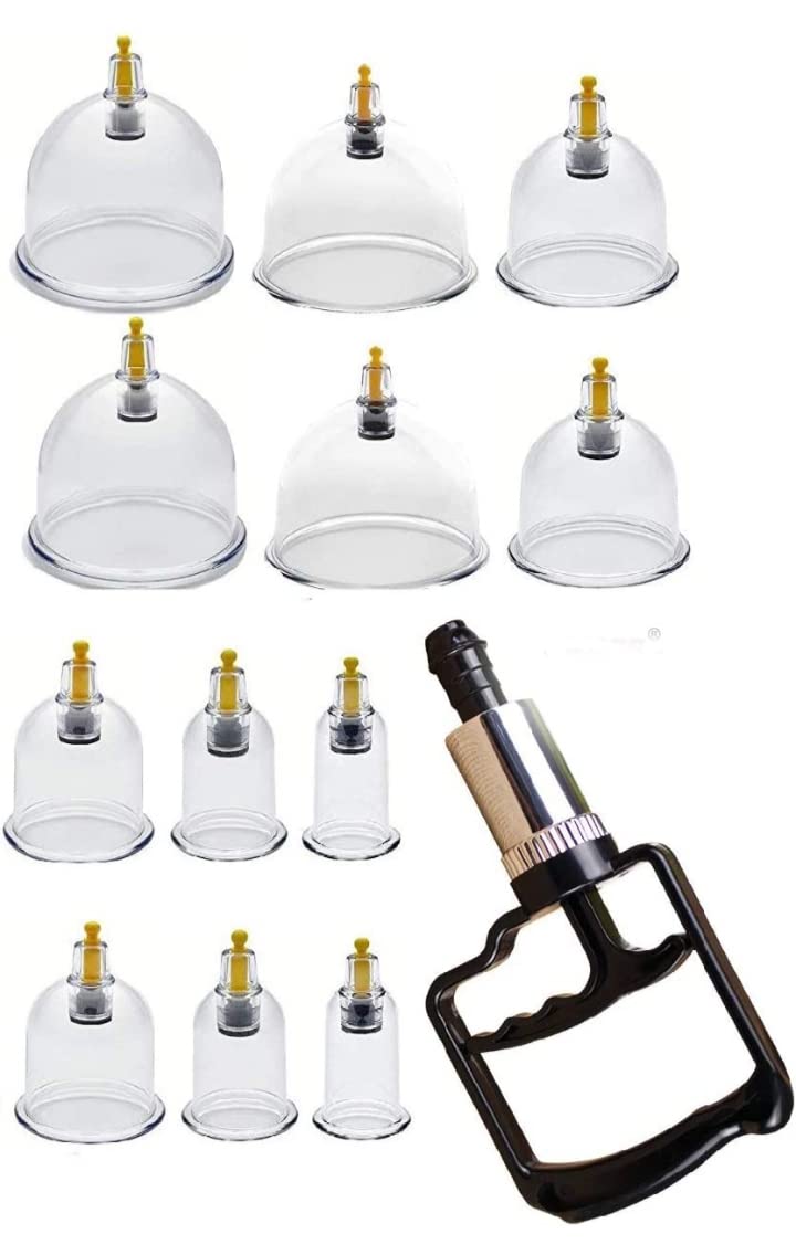 AcuRite Acupressure hijama cupping set with pump multi size cup (12 cup)