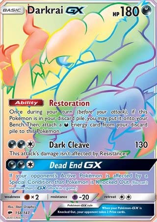 Pokemon Darkrai-GX - 158/147 - Secret Rare - Sun & Moon: Burning Shadows