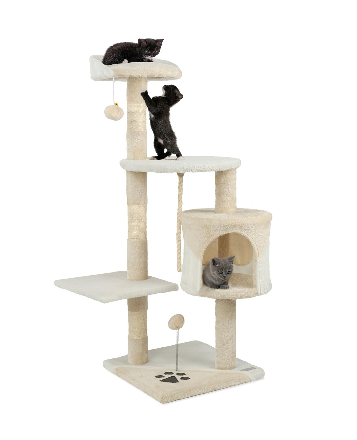 Cat Scratcher Cat Tree Activity Centre Scratching Post 112 cm (beige/white)