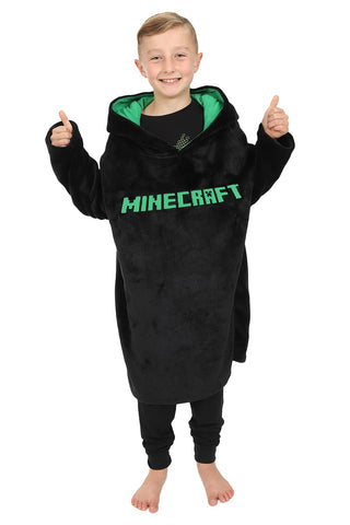 Minecraft Fleece Warm Fleece Oversized Hoodie for Boys Girls Black