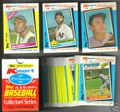 1982 Topps - Kmart 20th Anniversary Baseball MVP Collector's Series Cards (44 Cards)