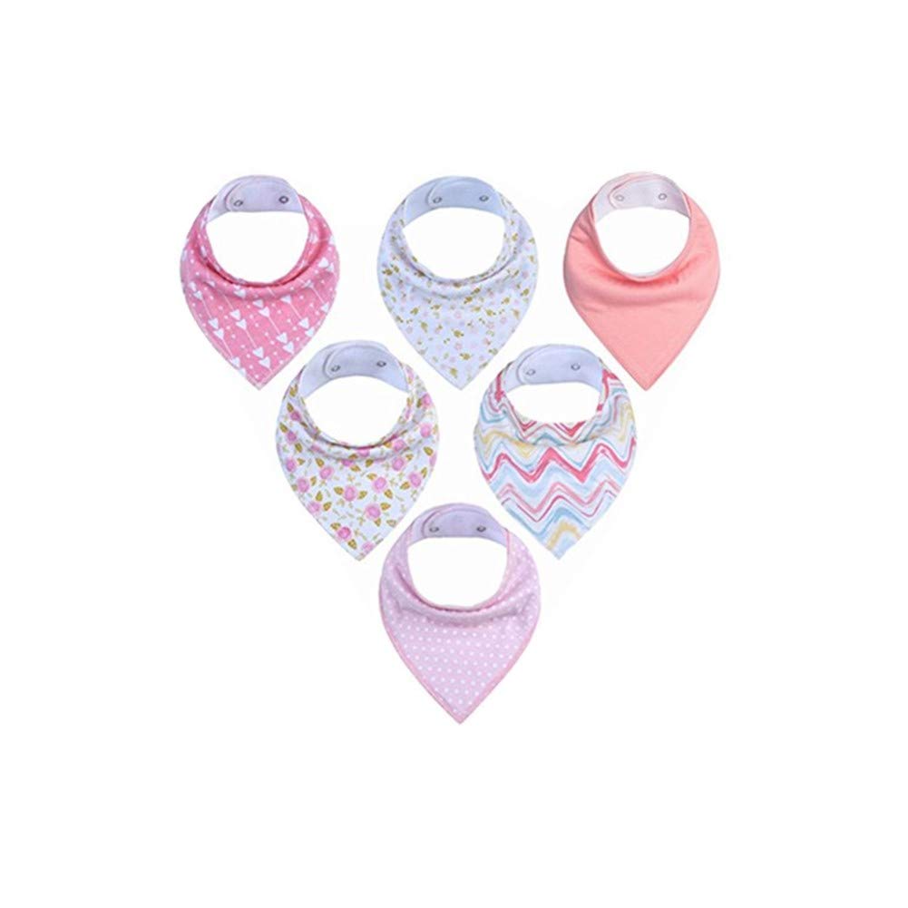 Morbuy Baby Bandana Bib Set, 6 PCS Lovely Infant Baby and Toddler Bandana Drool Bibs 100% Absorbent Cotton Front Saliva Towel Dribble Bibs for Boys & Girls (Bandana Bib K)