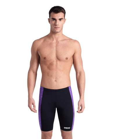 ARENA Men's Standard Performance Abstract Tiles Swim Jammer, Black/Team Purple