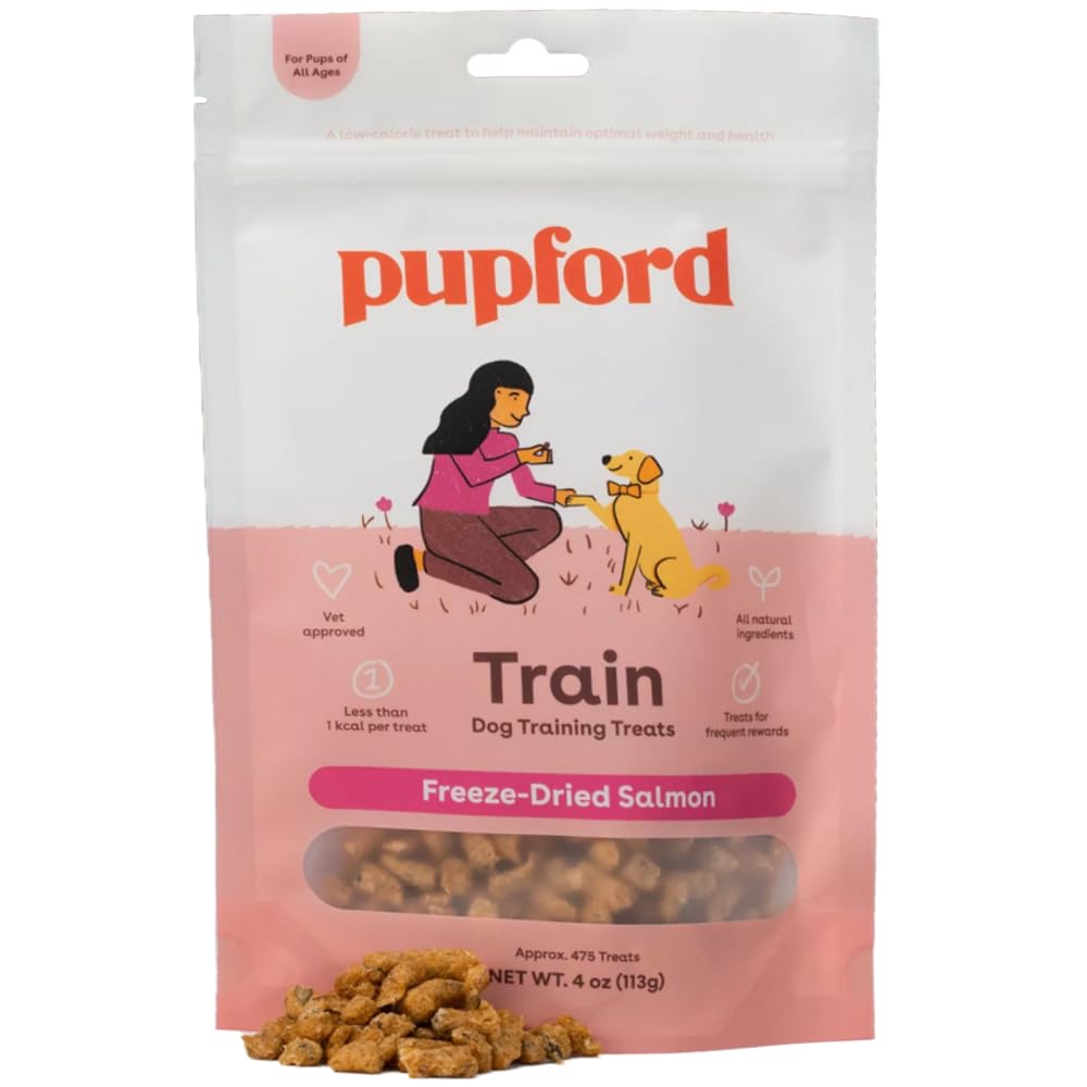 Pupford Freeze Dried Dog Treats, 475+ &, Low Calorie, Vet Approved, All Natural, Healthy Puppy Training Treats for Small to Large Dogs (Salmon)