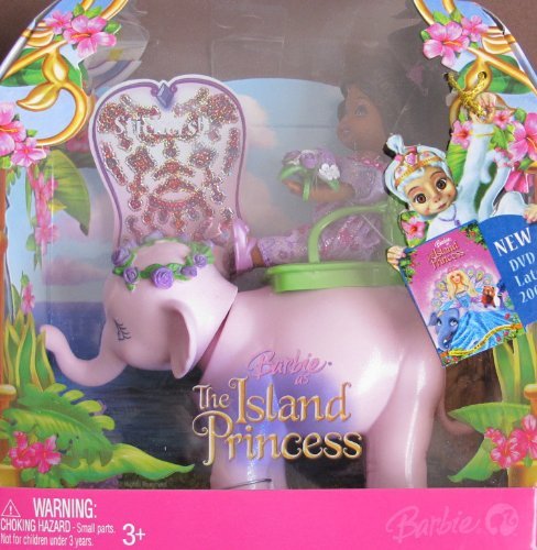 Barbie Island Princess KELLY Doll AA & TIKA Set w PURPLE Elephant (2007)