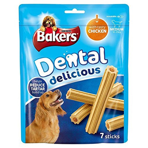 Bakers Dental Delicious Medium Dog Treats Chiclen 7 per pack (PACK OF 4)