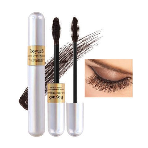 AKARY Mascara Waterproof & Smudge-Proof - 2-1 Long-Lasting Mascara Black Volumizing and Lengthening for Eye Makeup, Liquid Lash Extensions Mascara for a Full Fan Effect, No Clumping, Curling Eyelashes, Vegan & Cruelty-Free, 02 Brown