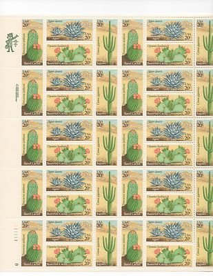 Desert Cactus Plants Sheet of 40 x 20 Cent Stamps Scott 1942-45