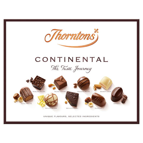 Thorntons Continental Chocolate Gift, Perfect for Sharing, Valentines Gifts for Women and Men, Unique Flavours Milk, White, Dark Chocolate, 264g