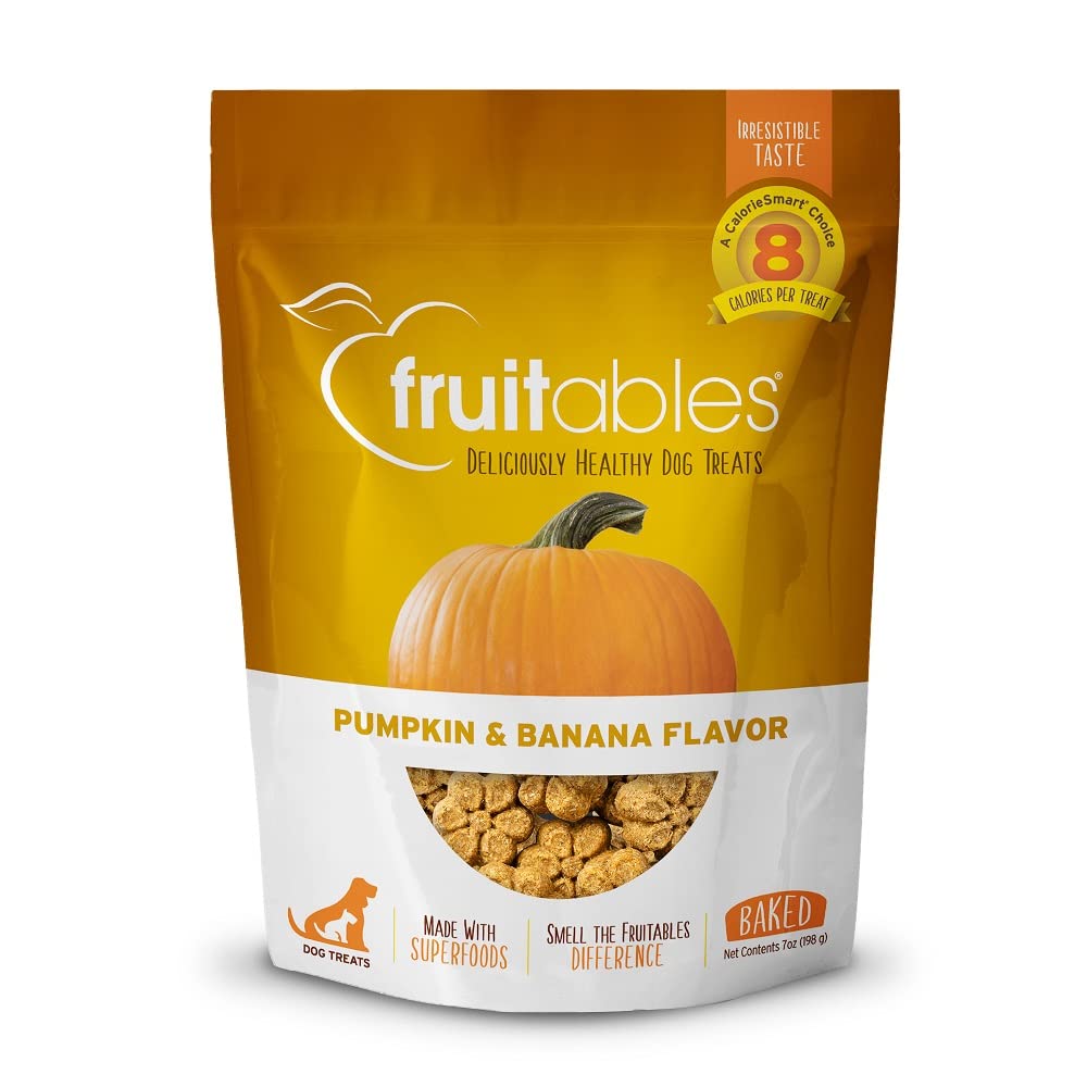 Fruitables Baked Dog Treats, Pumpkin Treats for Dogs, Healthy Low Calorie, Free of Wheat, Corn and Soy - Pumkin & Banana 198g