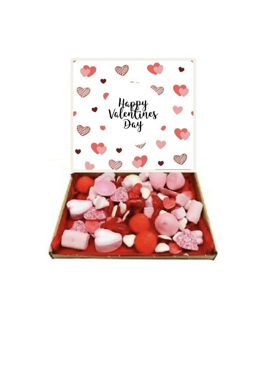 Happy Valentines Day Gift Pick n Mix 300g Sweets Selection Box Sweet Hamper chocolate hearts, lips, Haribo lovehearts,